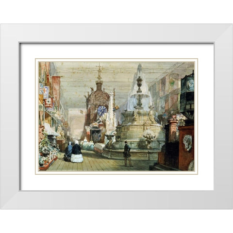 The Great Exhibition Held In The Crystal Palace, London White Modern Wood Framed Art Print with Double Matting by Lami, Eugene Louis