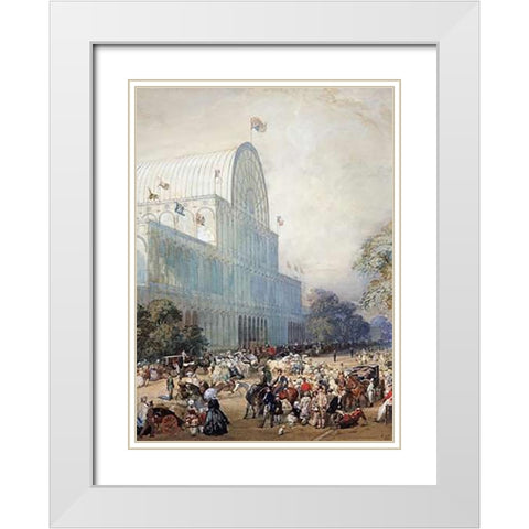 The Inauguration of The Crystal Palace White Modern Wood Framed Art Print with Double Matting by Lami, Eugene Louis