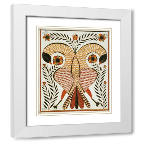 Intertwined Parrots White Modern Wood Framed Art Print with Double Matting by Landes, Rudolph