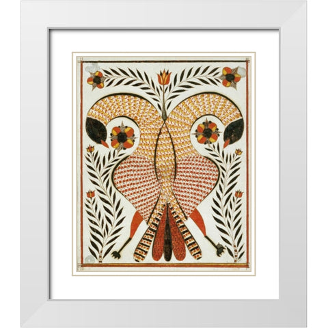 Intertwined Parrots White Modern Wood Framed Art Print with Double Matting by Landes, Rudolph