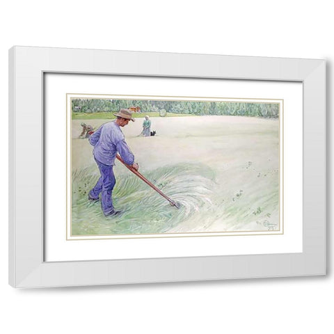 Harvesters White Modern Wood Framed Art Print with Double Matting by Larsson, Carl