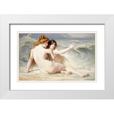 Sea Nymphs White Modern Wood Framed Art Print with Double Matting by Laurens, Albert