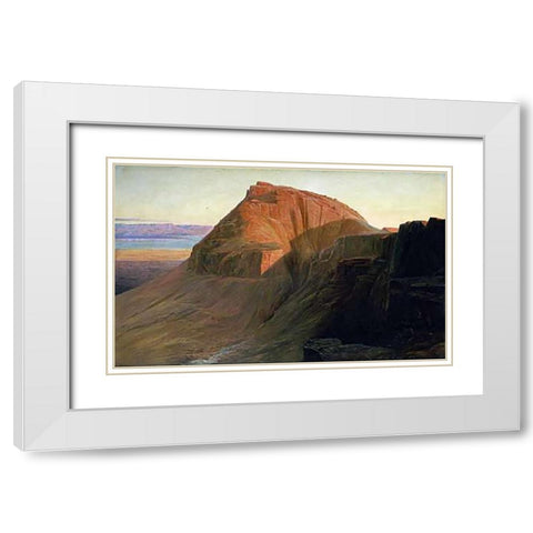 Masada On The Dead Sea White Modern Wood Framed Art Print with Double Matting by Lear, Edward