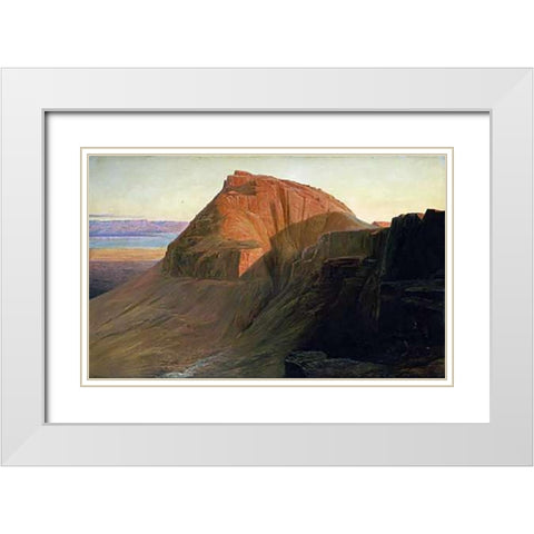 Masada On The Dead Sea White Modern Wood Framed Art Print with Double Matting by Lear, Edward