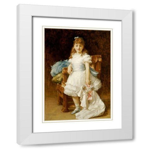 Lady Sybil Primrose White Modern Wood Framed Art Print with Double Matting by Leighton, Lord Frederick