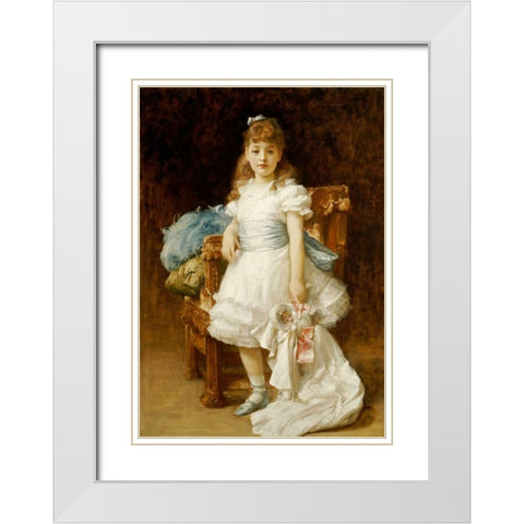 Lady Sybil Primrose White Modern Wood Framed Art Print with Double Matting by Leighton, Lord Frederick
