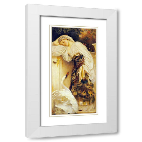 Odalisque White Modern Wood Framed Art Print with Double Matting by Leighton, Lord Frederick