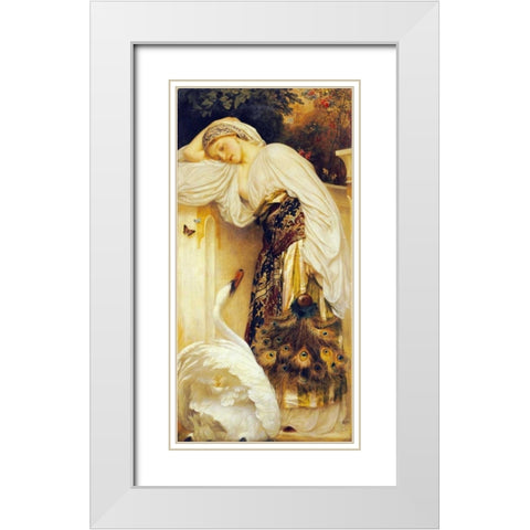 Odalisque White Modern Wood Framed Art Print with Double Matting by Leighton, Lord Frederick