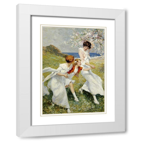 A Spring Day By The Seashore White Modern Wood Framed Art Print with Double Matting by Lelong, Rene