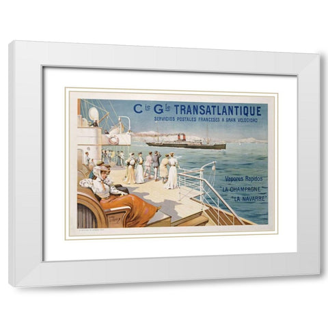Cie. Gle. Transatlantique White Modern Wood Framed Art Print with Double Matting by Lessieux, Ernest Louis