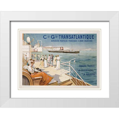Cie. Gle. Transatlantique White Modern Wood Framed Art Print with Double Matting by Lessieux, Ernest Louis