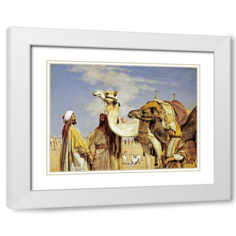 Greetings In The Desert, Egypt White Modern Wood Framed Art Print with Double Matting by Lewis, John Frederick