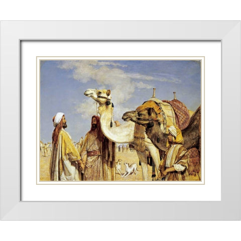Greetings In The Desert, Egypt White Modern Wood Framed Art Print with Double Matting by Lewis, John Frederick