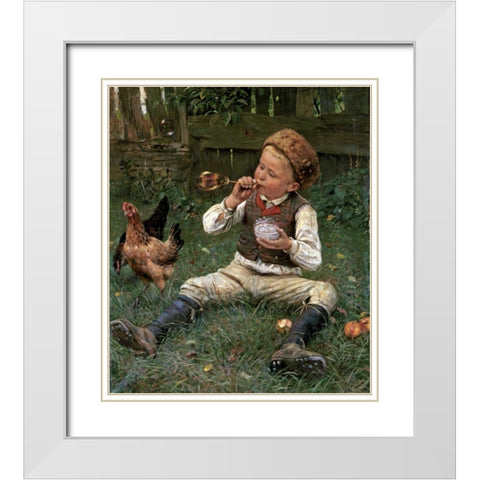 Blowing Bubbles White Modern Wood Framed Art Print with Double Matting by Lins, Adolf