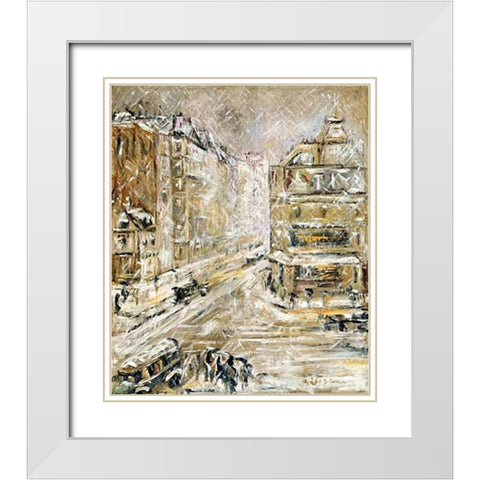 Rue De Clignacourt In The Snow White Modern Wood Framed Art Print with Double Matting by Loiseau, Gustave