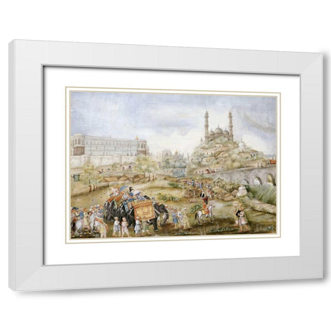 A Hunting Procession White Modern Wood Framed Art Print with Double Matting by Lucknow School