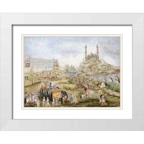 A Hunting Procession White Modern Wood Framed Art Print with Double Matting by Lucknow School