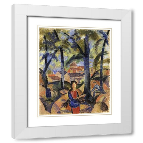 Women Collecting Brushwood White Modern Wood Framed Art Print with Double Matting by Macke, August