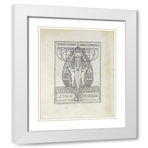 Design for a Bookplate, 1896 White Modern Wood Framed Art Print with Double Matting by Mackintosh, Margaret Macdonald