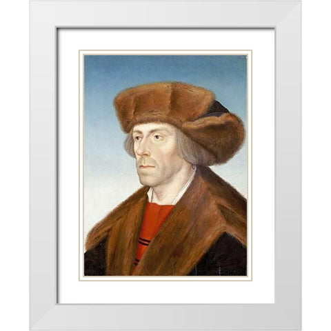 Portrait of a Gentleman White Modern Wood Framed Art Print with Double Matting by Maler, Hans