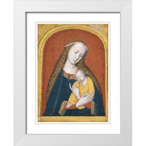 The Virgin and Child White Modern Wood Framed Art Print with Double Matting by Master  of the Dijon Madonna
