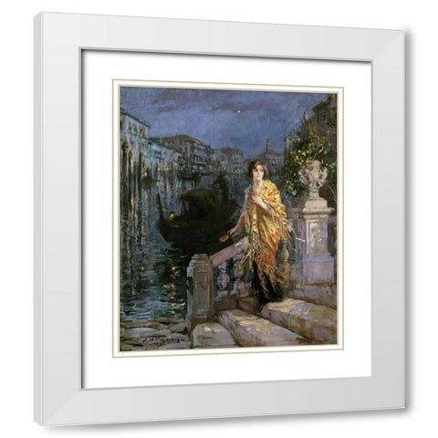 Waiting For The Gondola White Modern Wood Framed Art Print with Double Matting by McGeehan, Jessie M.