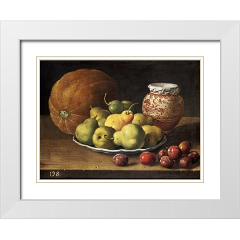 Pears On a Plate White Modern Wood Framed Art Print with Double Matting by Melendez, Luis Egidio