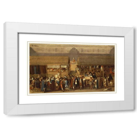 El Parian White Modern Wood Framed Art Print with Double Matting by Mexican School