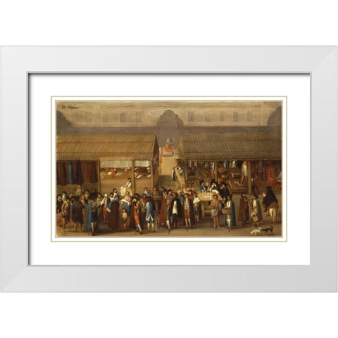 El Parian White Modern Wood Framed Art Print with Double Matting by Mexican School