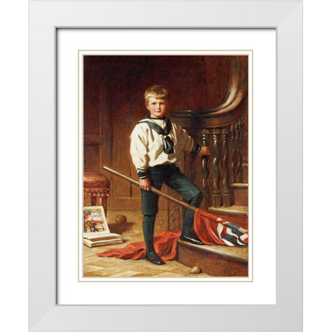 The Young Patriot White Modern Wood Framed Art Print with Double Matting by Miller, William Edwards