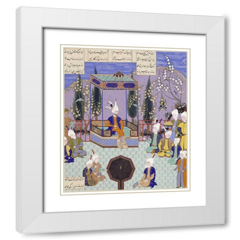 The Houghton Shahnameh White Modern Wood Framed Art Print with Double Matting by Mirak, Aga