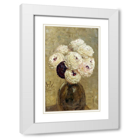 A Vase of Dahlias White Modern Wood Framed Art Print with Double Matting by Moore, Albert Joseph