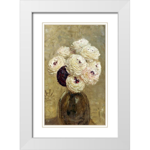 A Vase of Dahlias White Modern Wood Framed Art Print with Double Matting by Moore, Albert Joseph