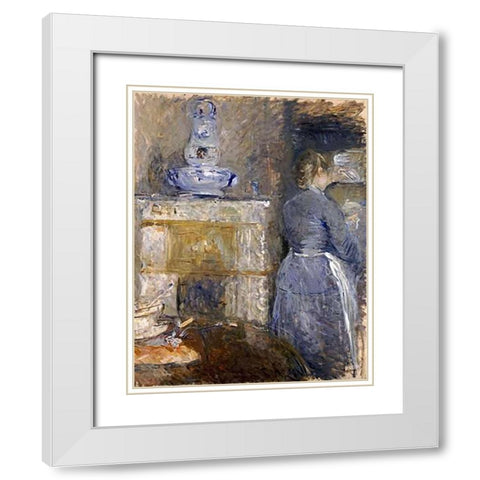 The Dining Room of The Rouart Family White Modern Wood Framed Art Print with Double Matting by Morisot, Berthe