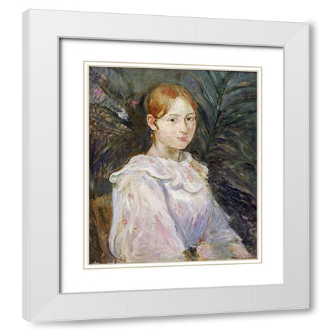 Alice Gamby En Buste White Modern Wood Framed Art Print with Double Matting by Morisot, Berthe