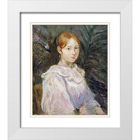 Alice Gamby En Buste White Modern Wood Framed Art Print with Double Matting by Morisot, Berthe