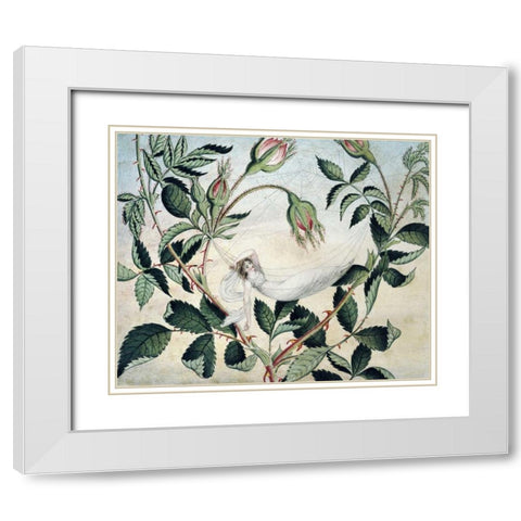 A Fairy Resting In a Hammock White Modern Wood Framed Art Print with Double Matting by Murray, Amelia Jane