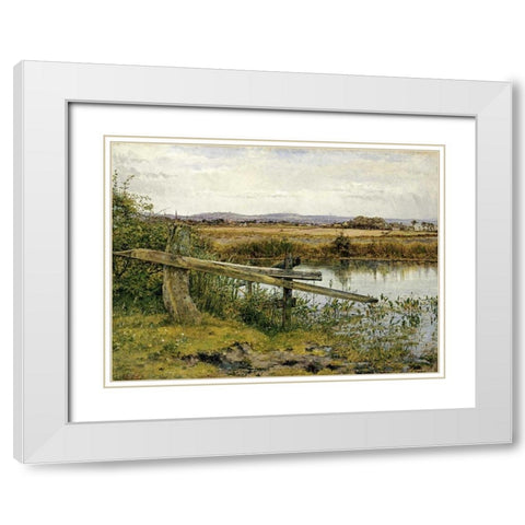 The Riverside White Modern Wood Framed Art Print with Double Matting by Newton, John Edward