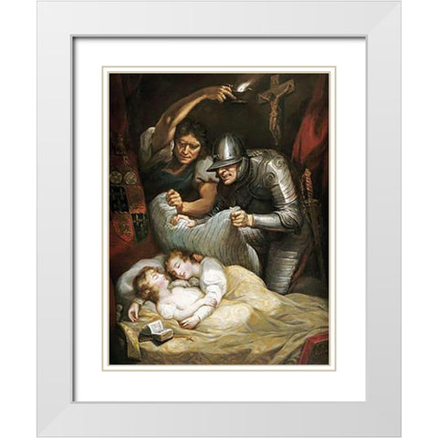 The Princes In The Tower White Modern Wood Framed Art Print with Double Matting by Northcote, James