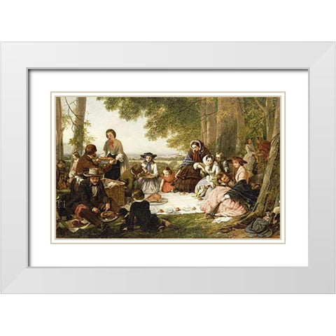 A Picnic White Modern Wood Framed Art Print with Double Matting by ONeil, Henry Nelson