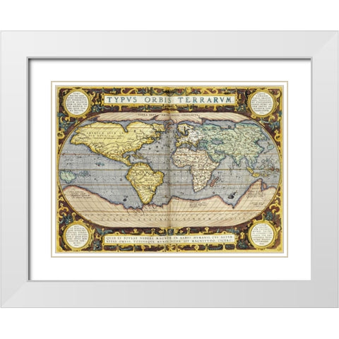 Theatrum Orbis Terrarum White Modern Wood Framed Art Print with Double Matting by Ortelius, Abraham