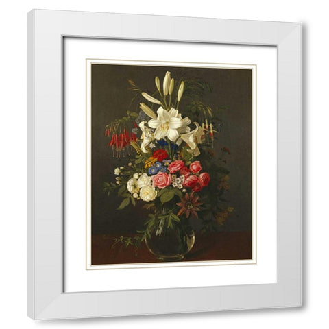 Lilies, Roses, Passion Flowers White Modern Wood Framed Art Print with Double Matting by Ottesen, Otto Diderich