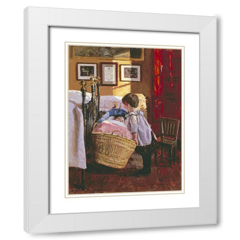 A Watchful Eye White Modern Wood Framed Art Print with Double Matting by Pedersen, Viggo