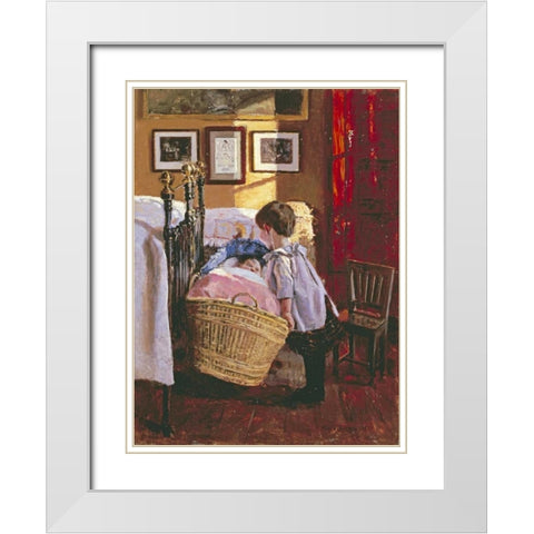 A Watchful Eye White Modern Wood Framed Art Print with Double Matting by Pedersen, Viggo
