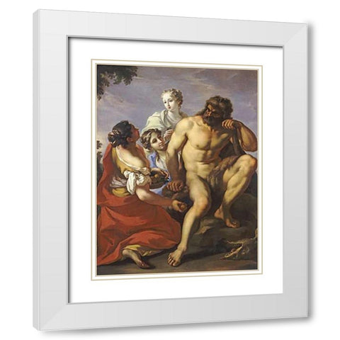 Hercules In The Garden of The Hesperides White Modern Wood Framed Art Print with Double Matting by Pellegrini, Gianantonio