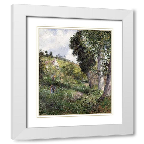 Landscape With Cabbage Near Pontoise White Modern Wood Framed Art Print with Double Matting by Pissarro, Camille