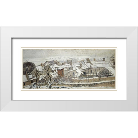 Winter White Modern Wood Framed Art Print with Double Matting by Pissarro, Camille