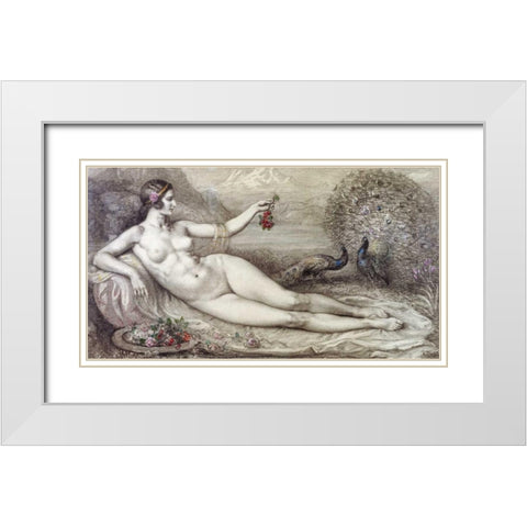 Juno White Modern Wood Framed Art Print with Double Matting by Point, Armand