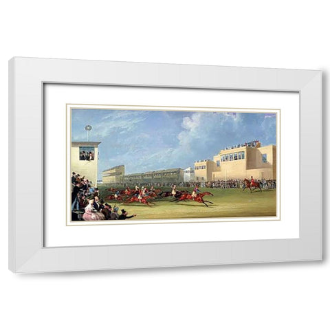 The Ascot Gold Cup, 1834 White Modern Wood Framed Art Print with Double Matting by Pollard, James