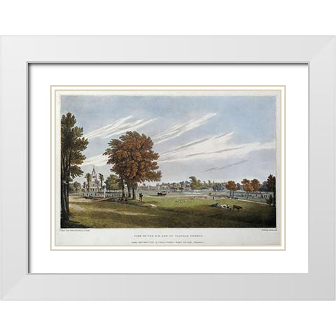 Clapham Common White Modern Wood Framed Art Print with Double Matting by Powell, J.